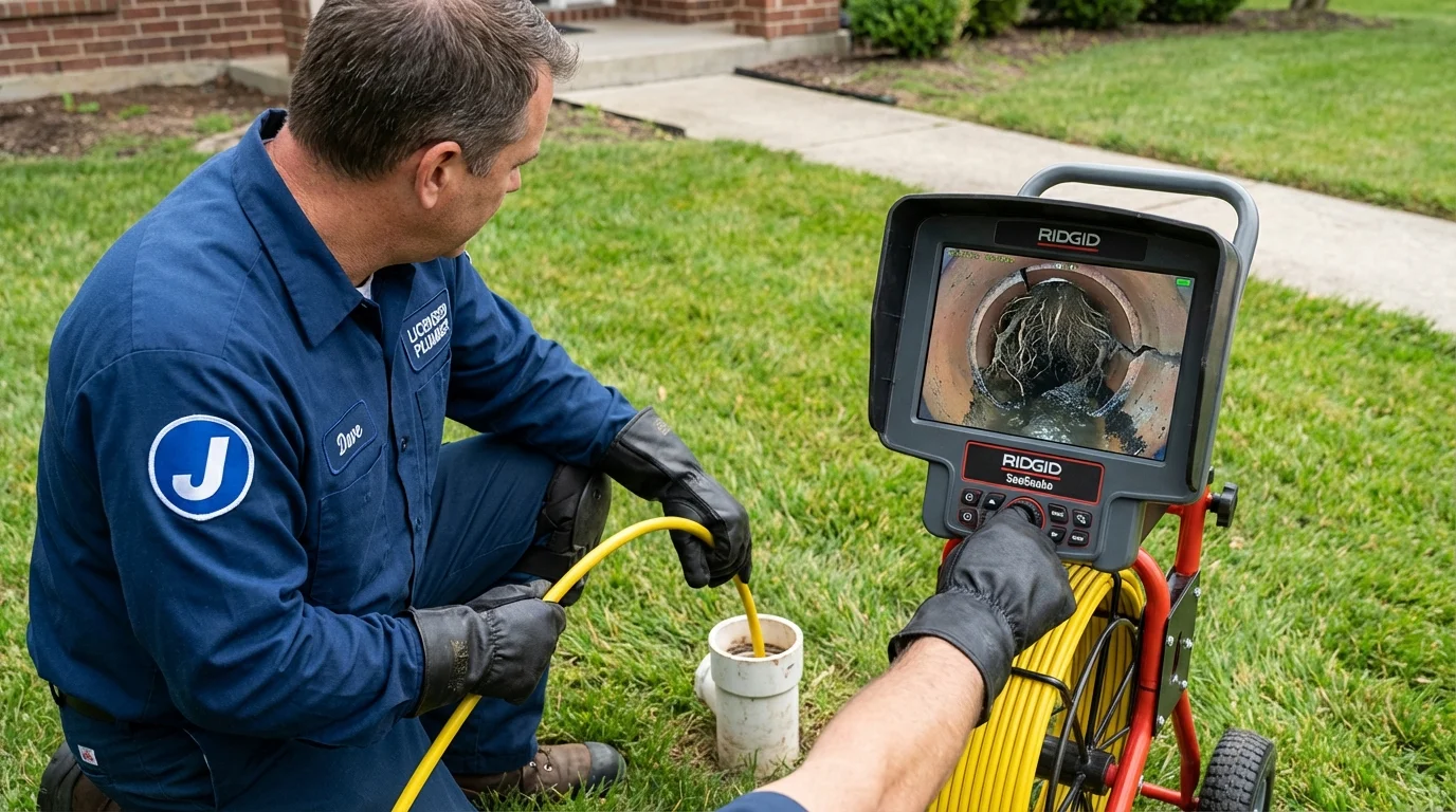 Sewer camera inspection being performed by Johns Plumbing LLC in Geronimo